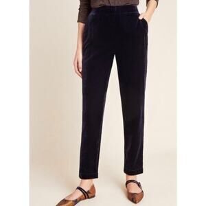 Kachel X Anthropologie Jenny Tapered Velvet Pants in Deep Navy, Size 4